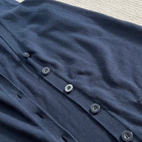 Chadwicks of Boston Knit Vest Cardigan Medium Button Up w/ Pockets Navy Blue - Picture 8 of 9